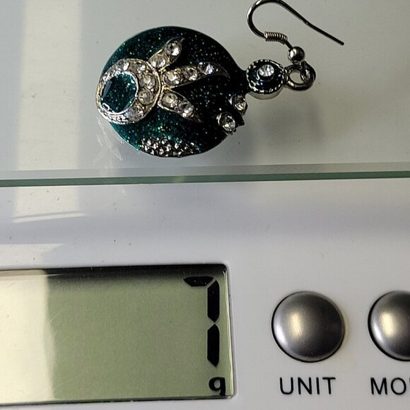 Blue Teal Small Round Earrings - Picture 7 of 7